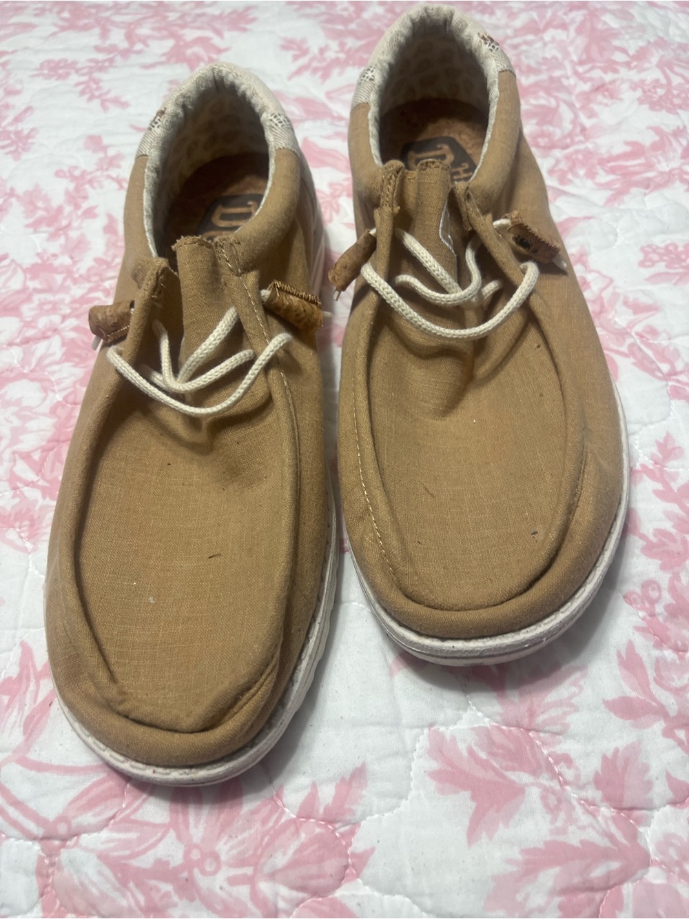 Hey Dude Men’s Tan Canvas Slip-On Loafers